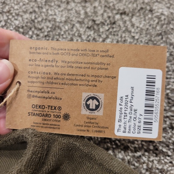 The Simple Folk Olive The Daily Playsuit Romper Kids Size 6-7 Years GOTS OEKO TE - Picture 5 of 8